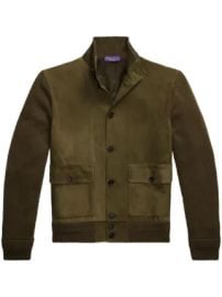 Ralph Lauren Purple Label Suede Cardigan Green at Farfetch